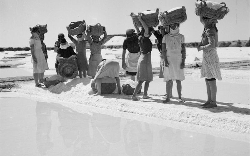 mulheres recolhendo sal